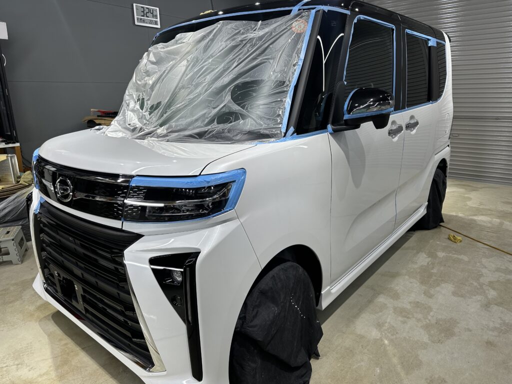 ダイハツ・タントカスタム・高機能遮熱断熱カーフィルム・鏡面磨き作業+セラミックコーティング施工事例　富山市Ｈ様