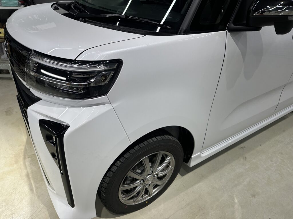 ダイハツ・タントカスタム・高機能遮熱断熱カーフィルム・鏡面磨き作業+セラミックコーティング施工事例　富山市Ｈ様