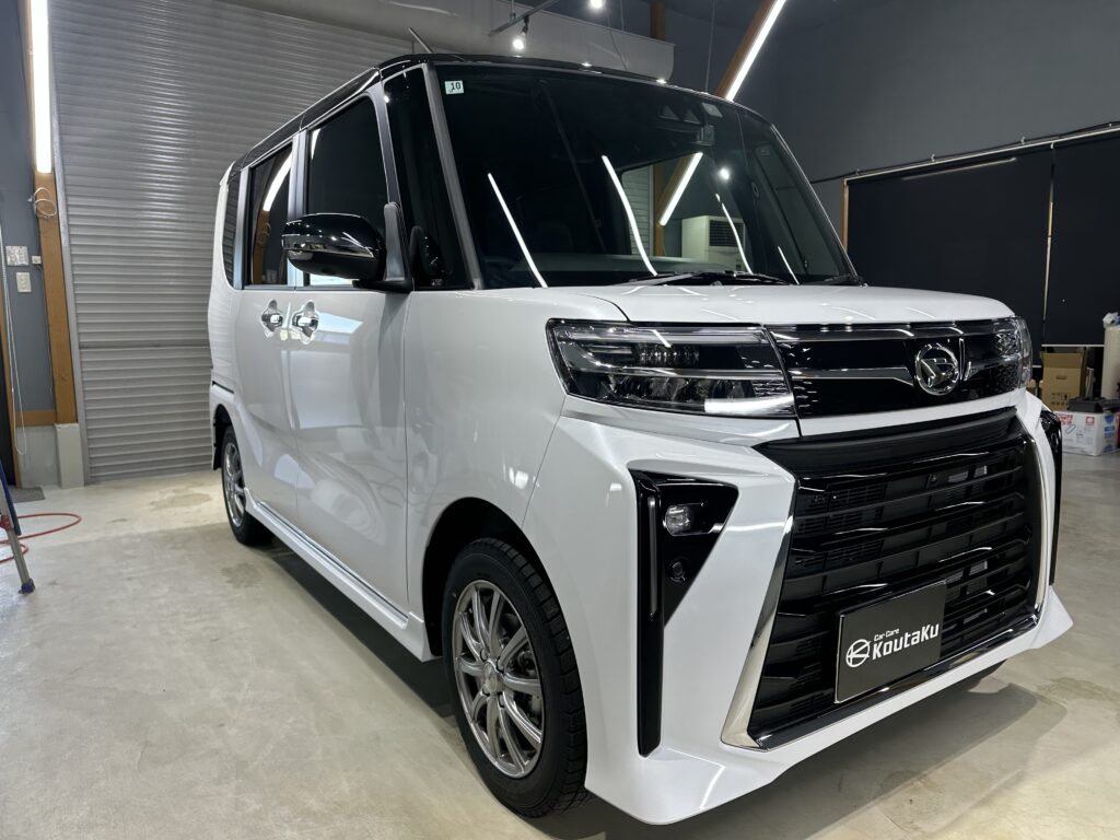 ダイハツ・タントカスタム・高機能遮熱断熱カーフィルム・鏡面磨き作業+セラミックコーティング施工事例　富山市Ｈ様